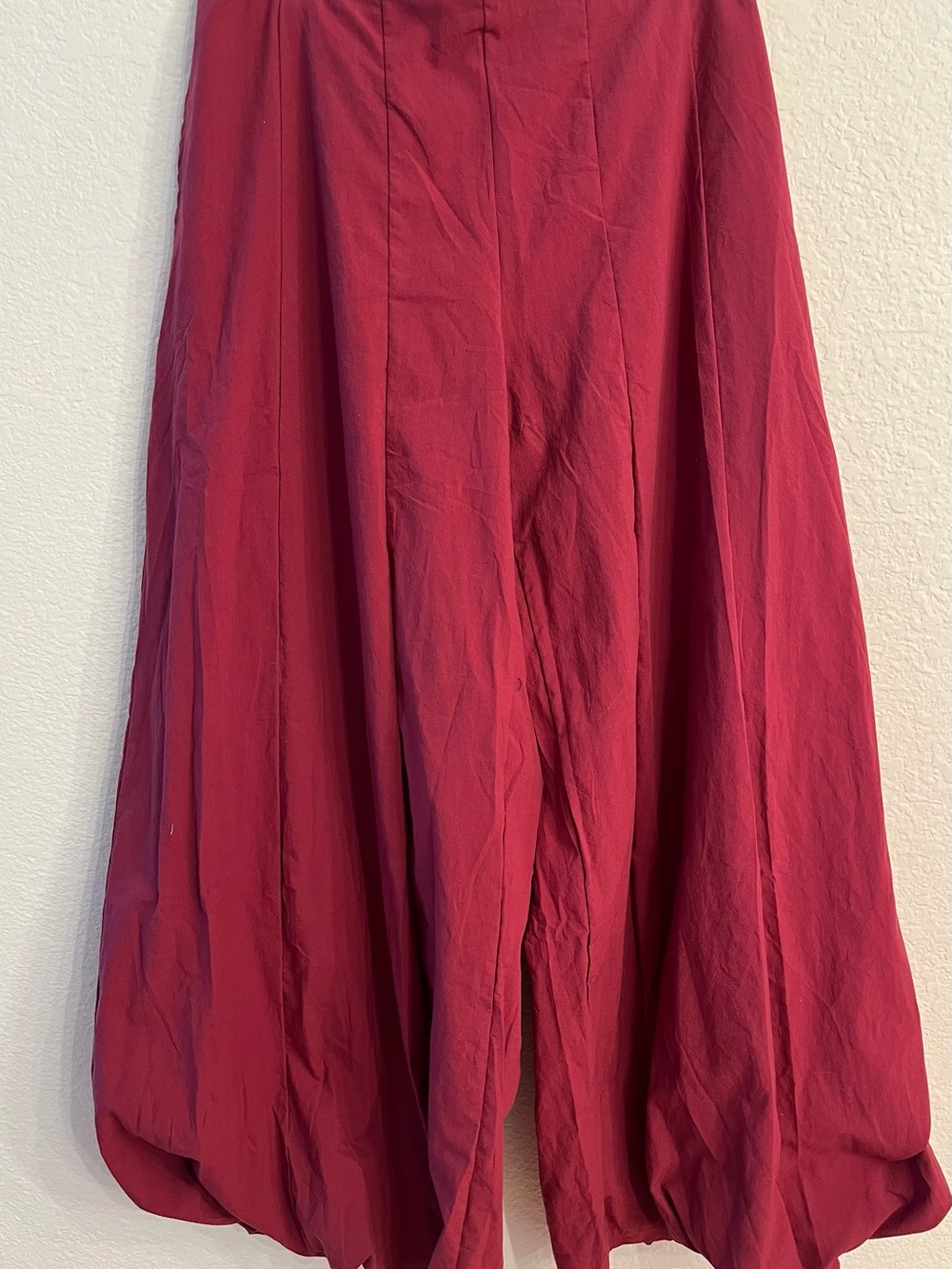 BOHEMIAN COTTON WINE COLOR BALOON PANTS easy fit elastic waist